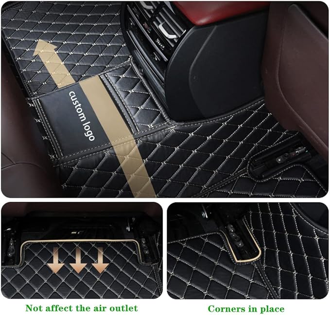 Custom Personalized Floor Mats for Cars - Luxury Full Coverage All Weather Mats, Anti-Slip Leather Mat Set, Fit for 99% of Cars, SUVs & Trucks (All Red, D-Diamond+Strip)