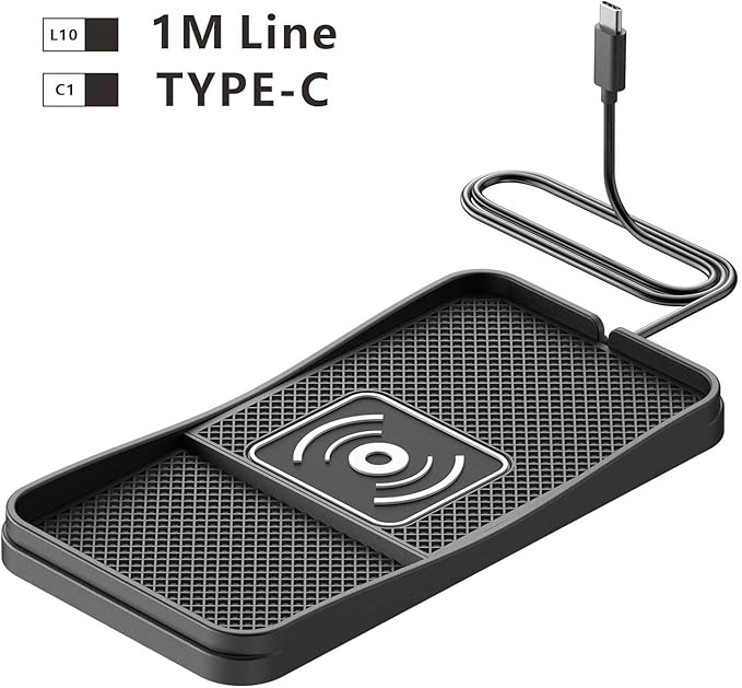 Car Wireless Charger Pad for Jeep Compass 2007-2026, Fast Car Wireless Charging Pad for Car Center Console, Non Slip Charging Mat,1M-Type C