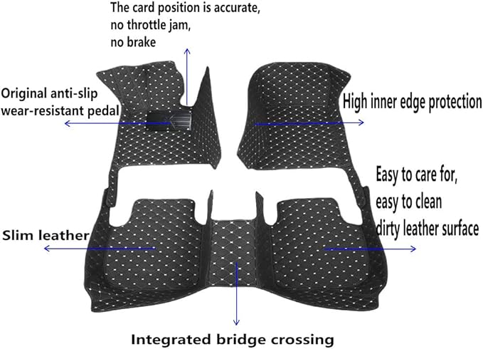 KaiLaiCarCustom Automotive Car Floor Mats for 99.99% Sedan SUV Sports Car Men Women Protection Full Coverage Pads Anti-Slip Leather Floor Lining (Black + Brown bar, E- Diamond + Strip +Color Bars)