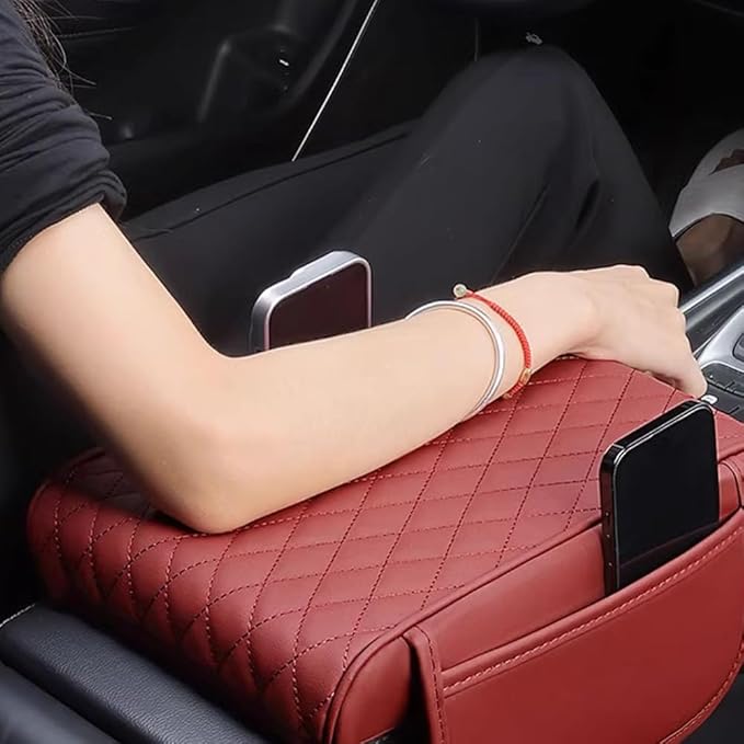 Car Armrest Pad for Mazda CX-3 CX-5 CX-30 CX3 CX30 CX5 2015-2020 2021 2022 2023 Leather Armrest Box Mat Center Console Cushion Pad Universal Armrest Seat Box Cover Protector,Red, normal