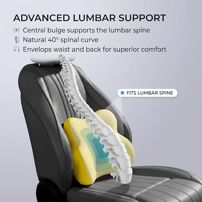 Car Headrest Pillow & Lumbar for BMW 1 Series (3door) E81 2007 2008 2009 2010 2011, Car Seat Neck Pillow Back Support, Breathable All-Season Automotive Seat Cushions, 2PCS,C Dual Gray
