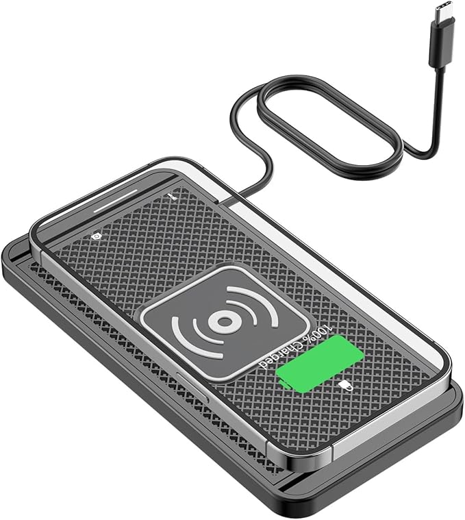 Wireless Charging Pad for Car for Jeep Gladiator, 15W Fast Wireless Charger Mat Non-Slip Silicone Car Center Console Phone Charging Pad,A/15W-Type-c