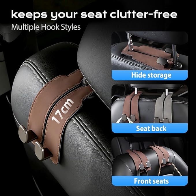 2026 Car Headrest Storage Hooks - Universal Backseat Hanger Organizer for Handbags & Grocery Bags (4, Grey)