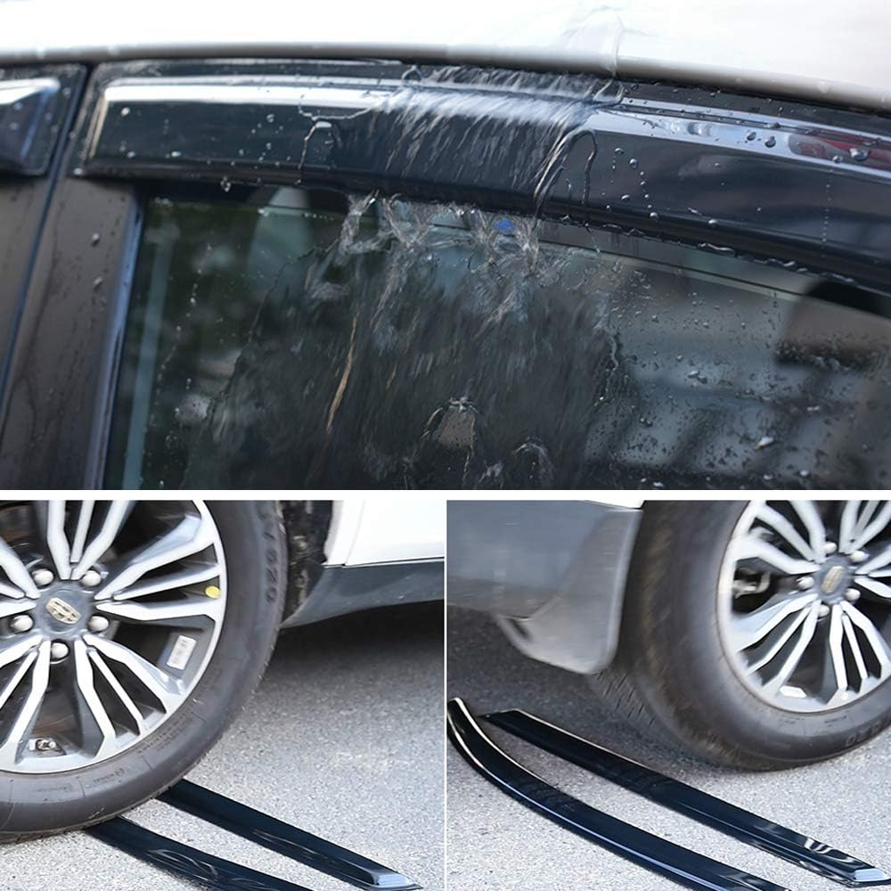 94267 Side Window Wind Deflector, 4pcs Outside Mount Style Tape-On Dark Smoke Nice Rain Guards Set, Window Visor fit for 2011-2024 Dodge Durango