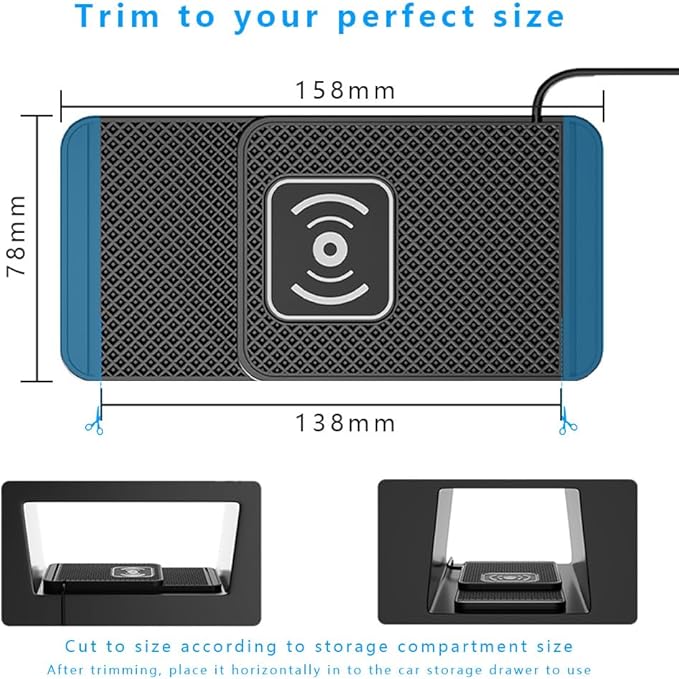 Wireless Charging Pad for Car for Toyota 4Runner 2000-2025, Non-Slip Type C/USB 20W Fast Phone Charging Pad DIY Trim-to-Fit No Interior Damage,B&Type-C