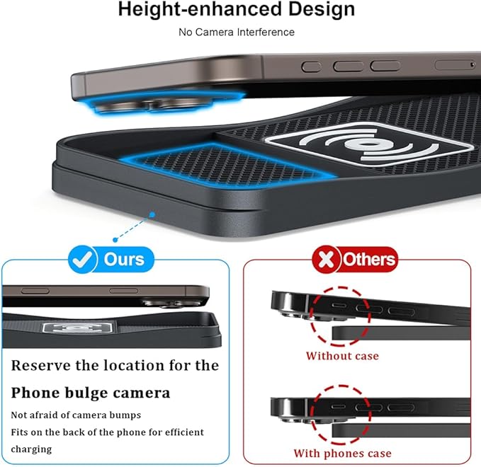 Car Wireless Charger Pad for Lexus UX 2019-2025, Type-C/USB 20W Fast Wireless Car Charger Pad Non-Slip Cordless Charging Mat,B-30cm Cable USB Plug