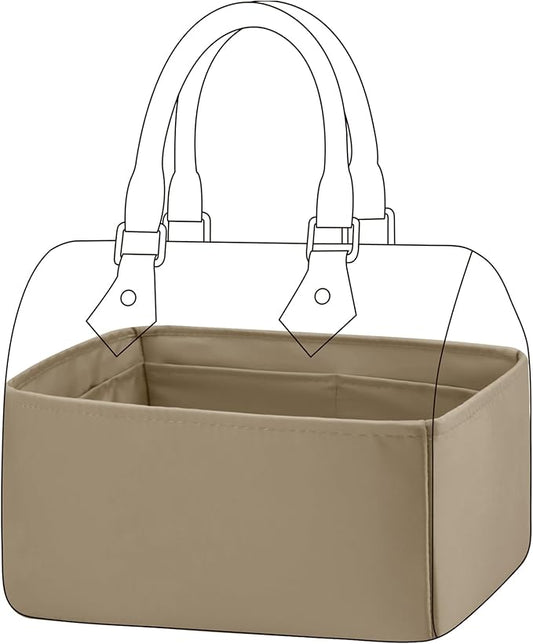 DGAZ Silk Purse Organizer Insert Fits LV Speedy 16/20/25/30/35/45 bags，Silky Smooth Bag Organizer，Luxury Handbag & Tote Shaper（Etoupe grey，SP25）