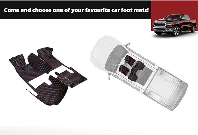 Yaruicar Custom Personalized Floor Mats for Cars Luxury Full Coverage All Car Floor Mats Anti-Slip Leather Car Mat Set Trucks & SUVs Trucks Automotive Floor Mats Liners (3D-Black Red)