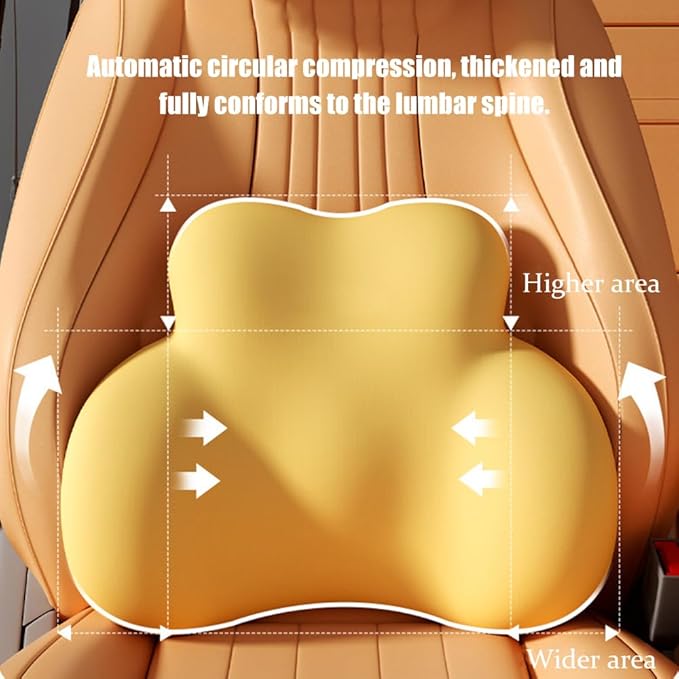 Car Lumbar Support Pillow for Mercedes-Benz EQE SUV 2023 2024 2025 2026 Memory Foam Back Support Cushion Breathable Car Seat Lumbar Pad Accessories,Yellow