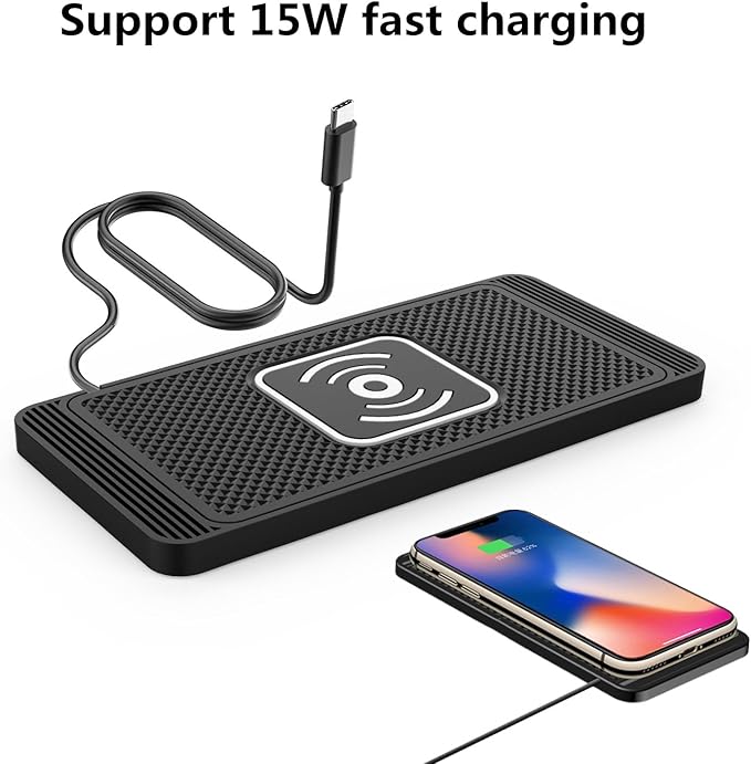Wireless Charging Pad for Car for Genesis G70 G80 GV60 GV80 G90 EQ900 G90L EQ900L, 15W Fast Wireless Charger Mat Non-Slip Silicone Car Center Console Phone Charging Pad,A/15W-Type-c