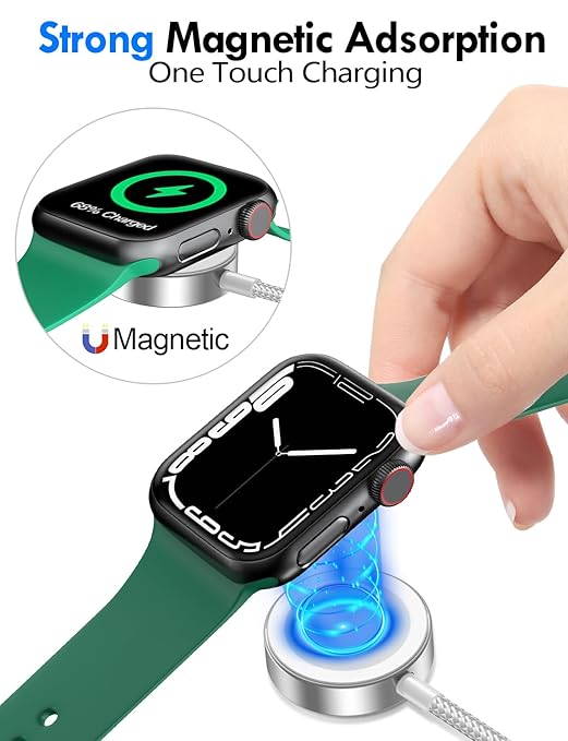 Travel Essentials for Apple Watch Charger,iPhone Charger,3 in 2 Type C/L/Magnetic Fast Charging Cable,Multi Charging Cable Portable Designed for iWatch Series,iPhone 17-11,Galaxy S26-S21,Car-6FT