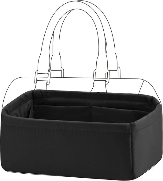 DGAZ Silk Purse Organizer Insert Fits LV Speedy 16/20/25/30/35/45 bags，Silky Smooth Bag Organizer，Luxury Handbag & Tote Shaper（Black，New nano 16）