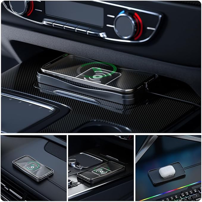 Wireless Car Charger Pad for Hyundai Santa Fe 2001-2026, Type-C/USB 20W Car Wireless Charger Non-Slip Phone Charging Pad Car Accessories,A 30cm Cable Type-C Plug