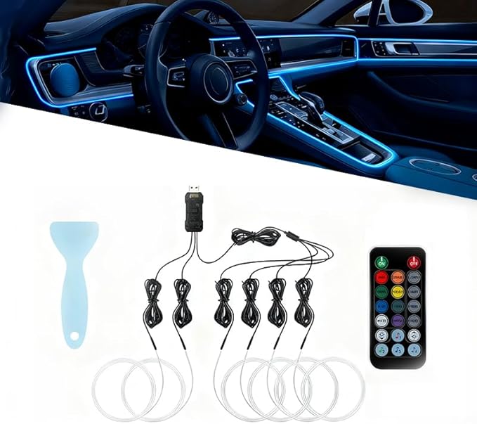Car LED Strip Light for Suzuki Solio 2010–2025, 6 in 1 Car Ambient Lighting Kits, Interior Interior Light Sync to Music, Auto Decorations Interior Accessories, 8M