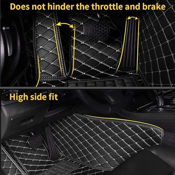 Custom Making Car Floor Mats Compatible for 2000-2025 All Mode Sedan SUV Sports Car Full Coverage Cute Pads Protection Non-Slip Leather Floor Liners (Black+Red)