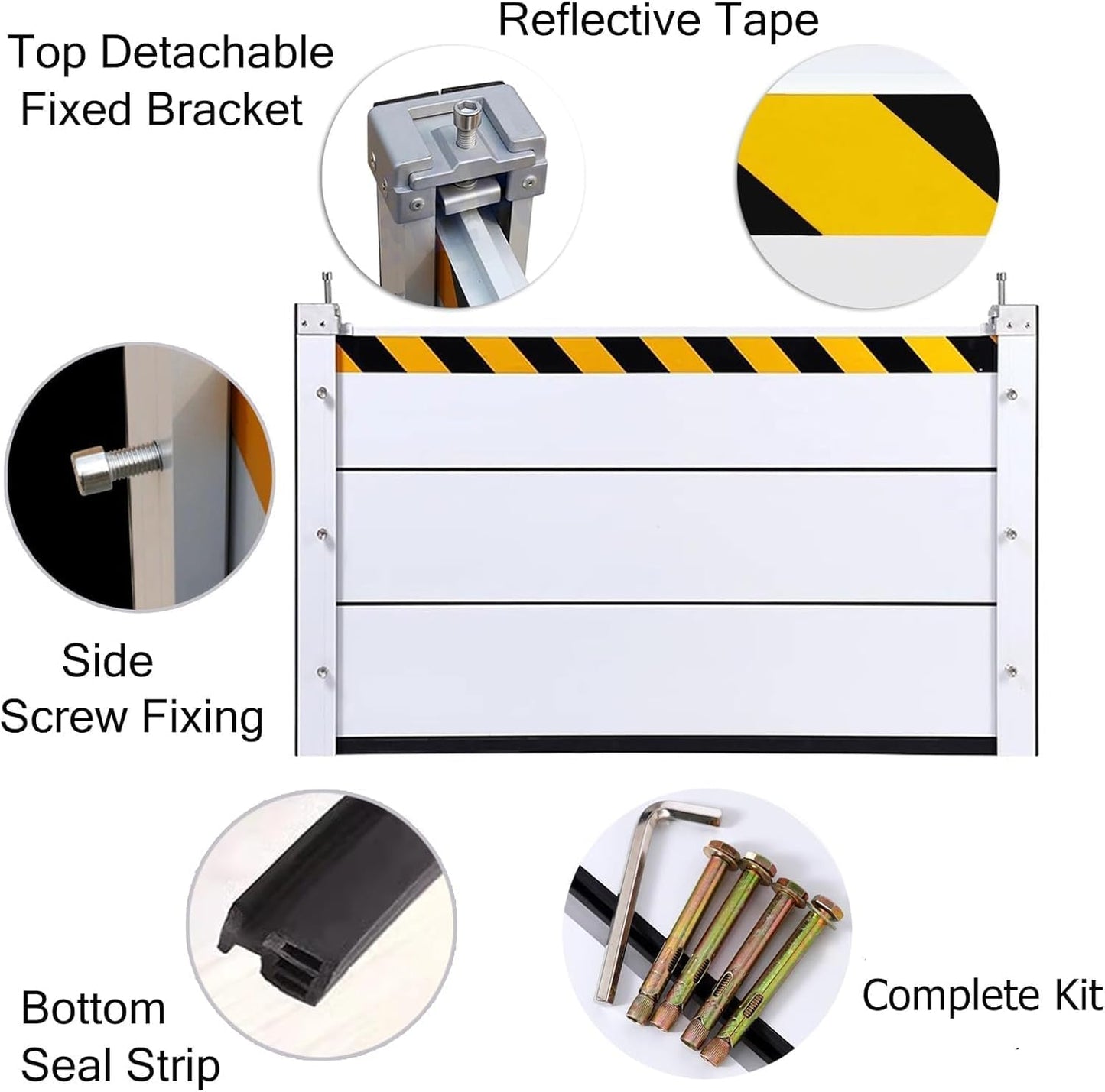 Reusable Heavy Duty Aluminum Flood Barriers for Home Exterior, Flood Protection Barriers Water Barrier Door Quick Detachable Garage Doors Detachable Mobile Rain Water Baffle ( H 31.5 inch L 2.5FT)
