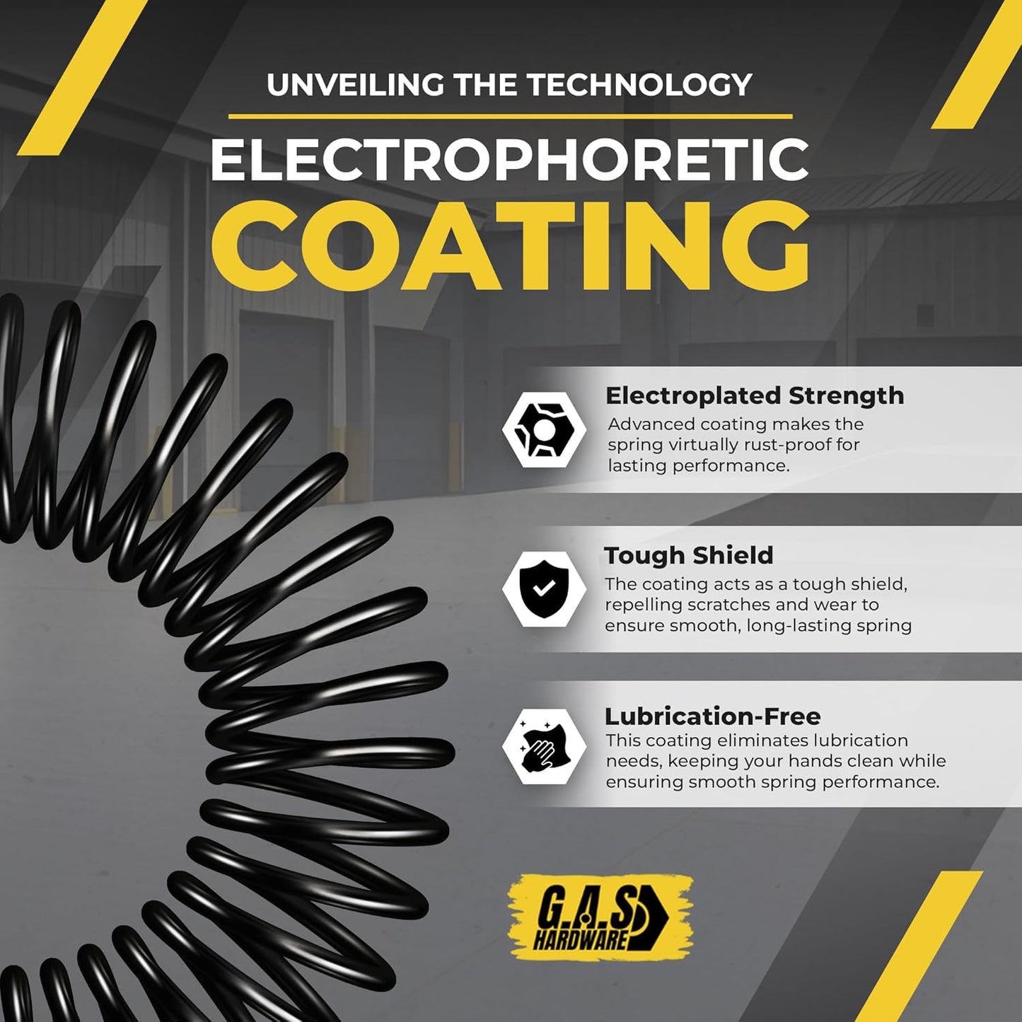 Garage Door Torsion Springs 225x2x25 Includes 1” Steel Bearing, Gloves, and Winding Bars for Left and Right Side of Garage Door Precision E-Coating 5-Year Warranty Minimum 30,000 Cycles (Pair)