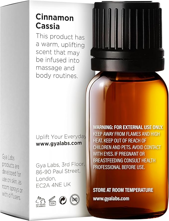 100% Pure Cinnamon Cassia Essential Oil - 0.34 Fl Oz - Cinnamon Cassia Oil for Hair, Skin, Diffuser, Aromatherapy & DIY Candle Making Scent