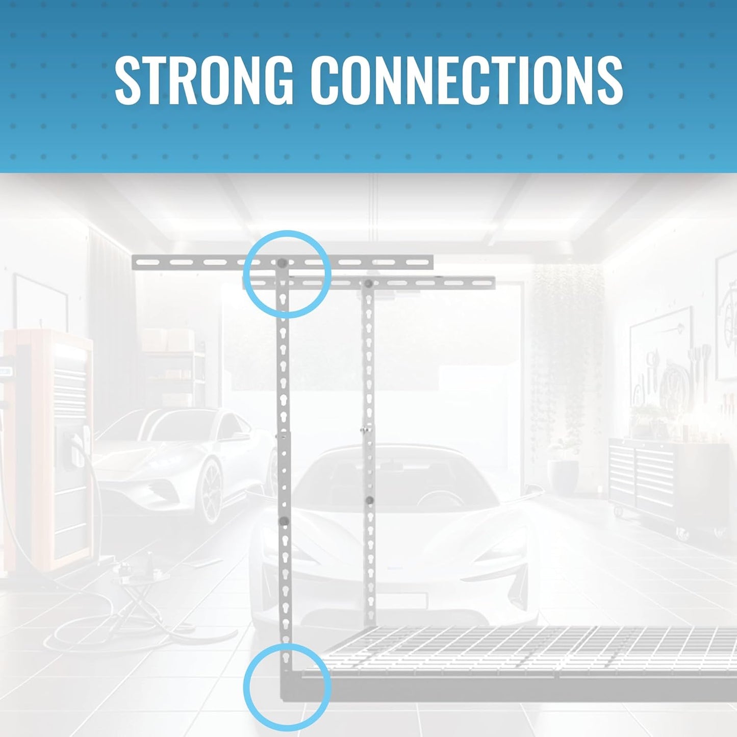 2-Pack 4 x 8 MonsterRax Overhead Garage Storage Rack, Ceiling Racks for Garage, Organization Shelving, Adjustable Hanging Shelf, White, 24"-45" Height Adjustment,