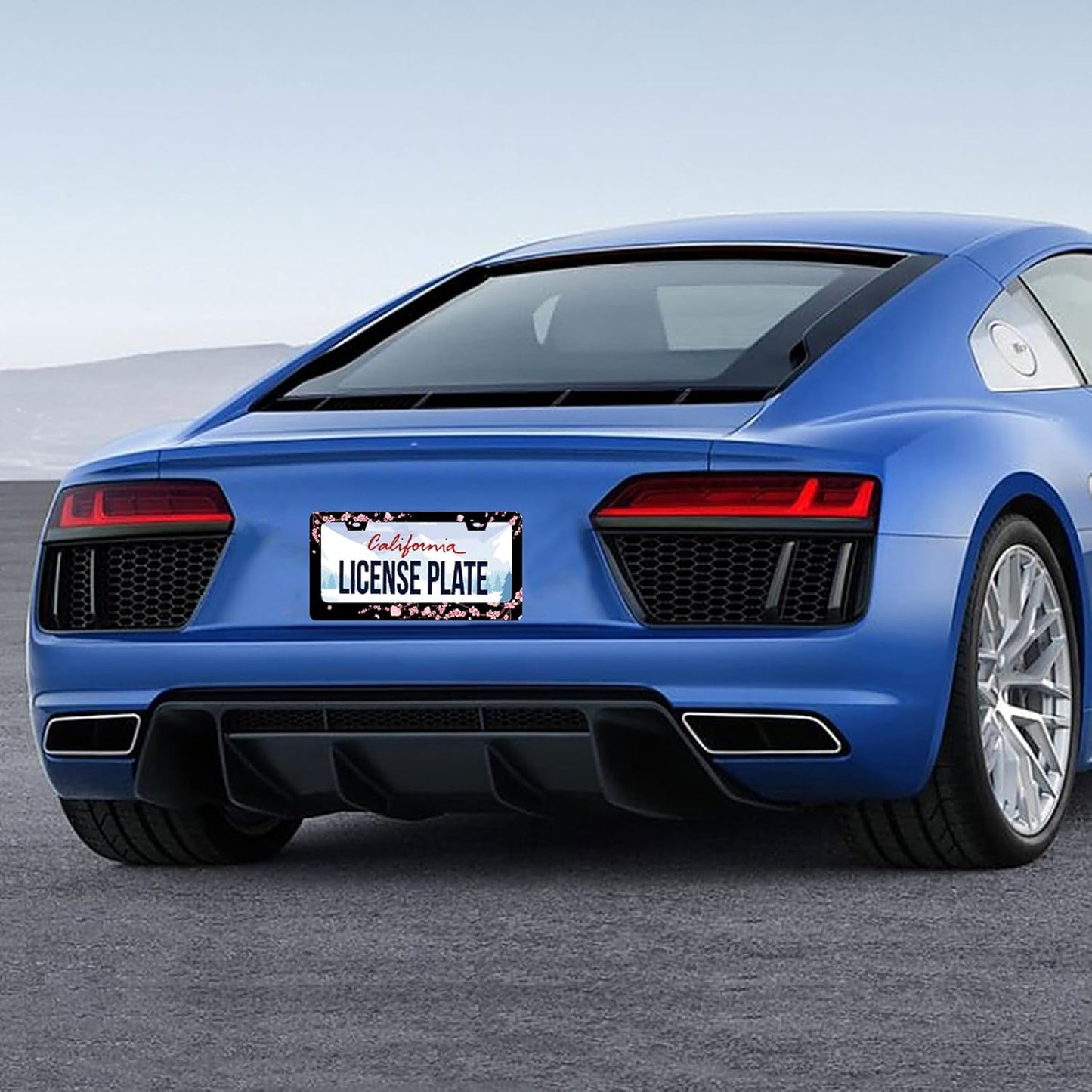 Cherry Blossom License Plate Frame Beautiful Flowers Pink License Plate Stainless Steel Funny License Plate Holder Floral Car Accessories Decoration With Screws Fits Standard Vehicles Size 12.3"x 6.3"
