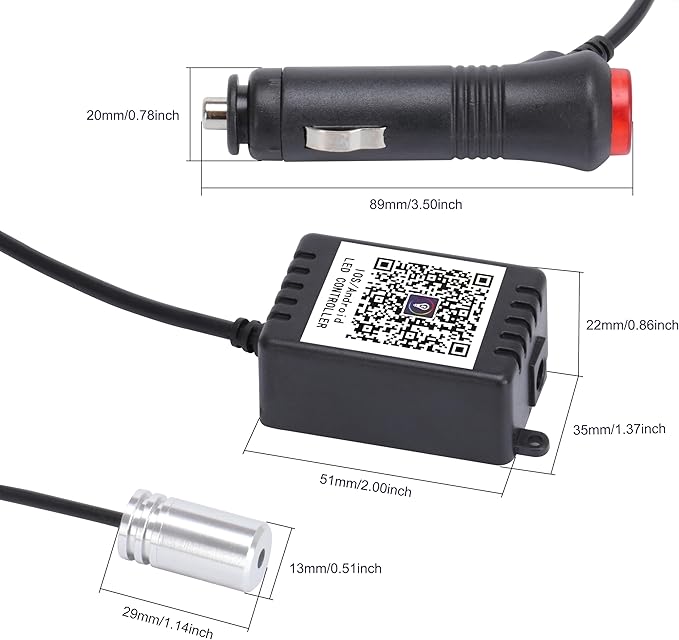 6 Meters Optic Fiber Car Ambient Lighting with Bluetooth App Control 64 Colors Multicoloured Music Interior Lighting Kit DC 12V 1W