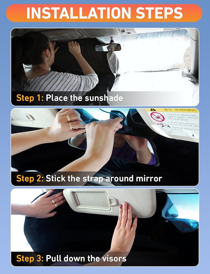 EcoNour Windshield Sunshade Compatible for Jeep Cherokee SUV (Not for Jeep Grand Cherokee) 2014-2021 2022 2023, 2026, Sun Visor for Front Window Sun Shade Cover, UV Heat Protector, Car Accessories