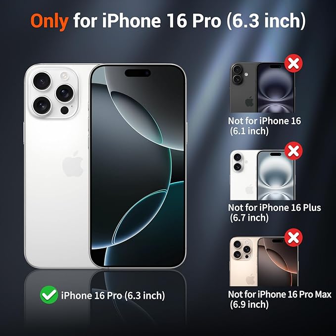 SUPFINE Magnetic for iPhone 16 Pro Case (Compatible with MagSafe) (Military Grade Drop Protection) Slim Translucent Matte Shockproof with Anti-Fingerprint Phone Case,Gray