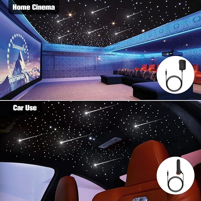 CHINLY 550pcs Starlight Headliner Kit - App Controlled Star Lights with Twinkle, RGBW Effects - 9.8ft Fiber Optic Car Ceiling Lights