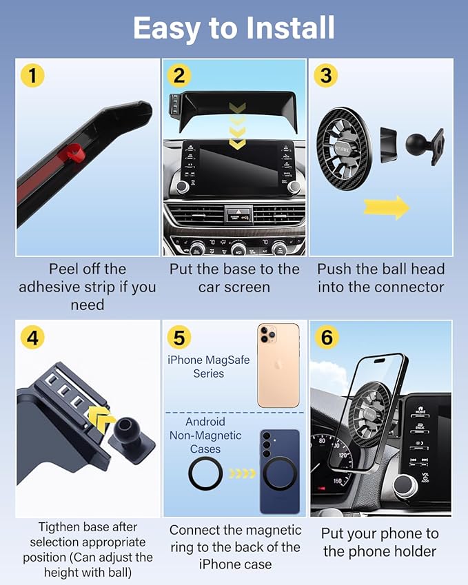 Car Phone Holder for Mazda 3 2014-2016/CX-3 2016-2021/MX-5 MX5 Miata 2016-2023 Accessories 7-Inch Screen Fixed Clip, Automobile Cradles Magnetic Phone Mount Compatible with MagSafe, Magnets Phone Base