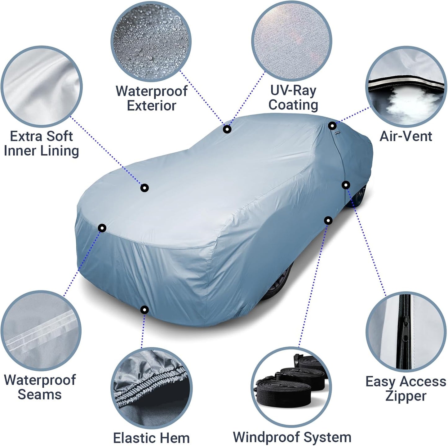 iCarCover Premium Car Cover for 1957-1958 Pontiac Super Chief Heavy Duty Waterproof All-Weather Automobiles Custom Fit Indoor Outdoor UV Snow Protection Covers with Straps and Bag