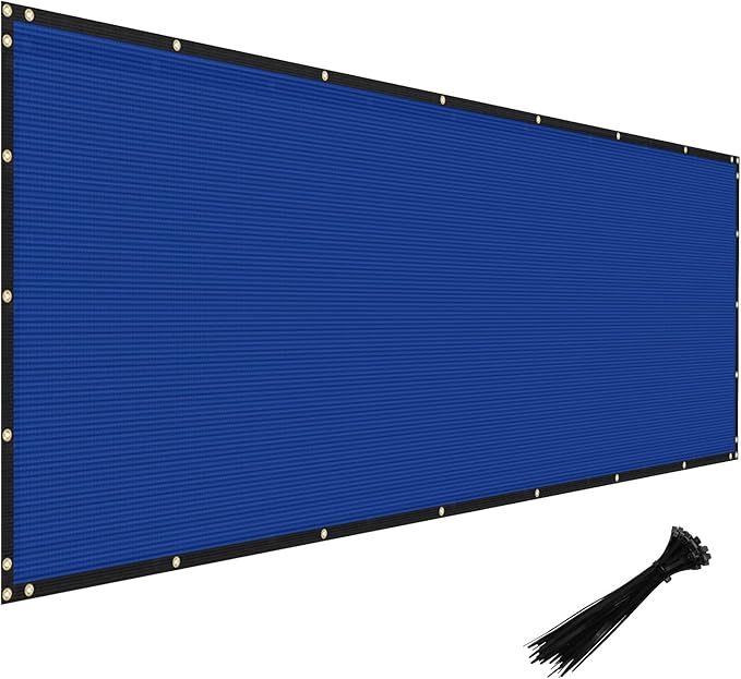 Windscreen4less Privacy Fence Screen Heavy Duty Windscreen Fencing Mesh Fabric Shade Net Cover with Brass Grommtes for Outdoor Wall Garden Yard Pool Deck, 8'x193' Blue