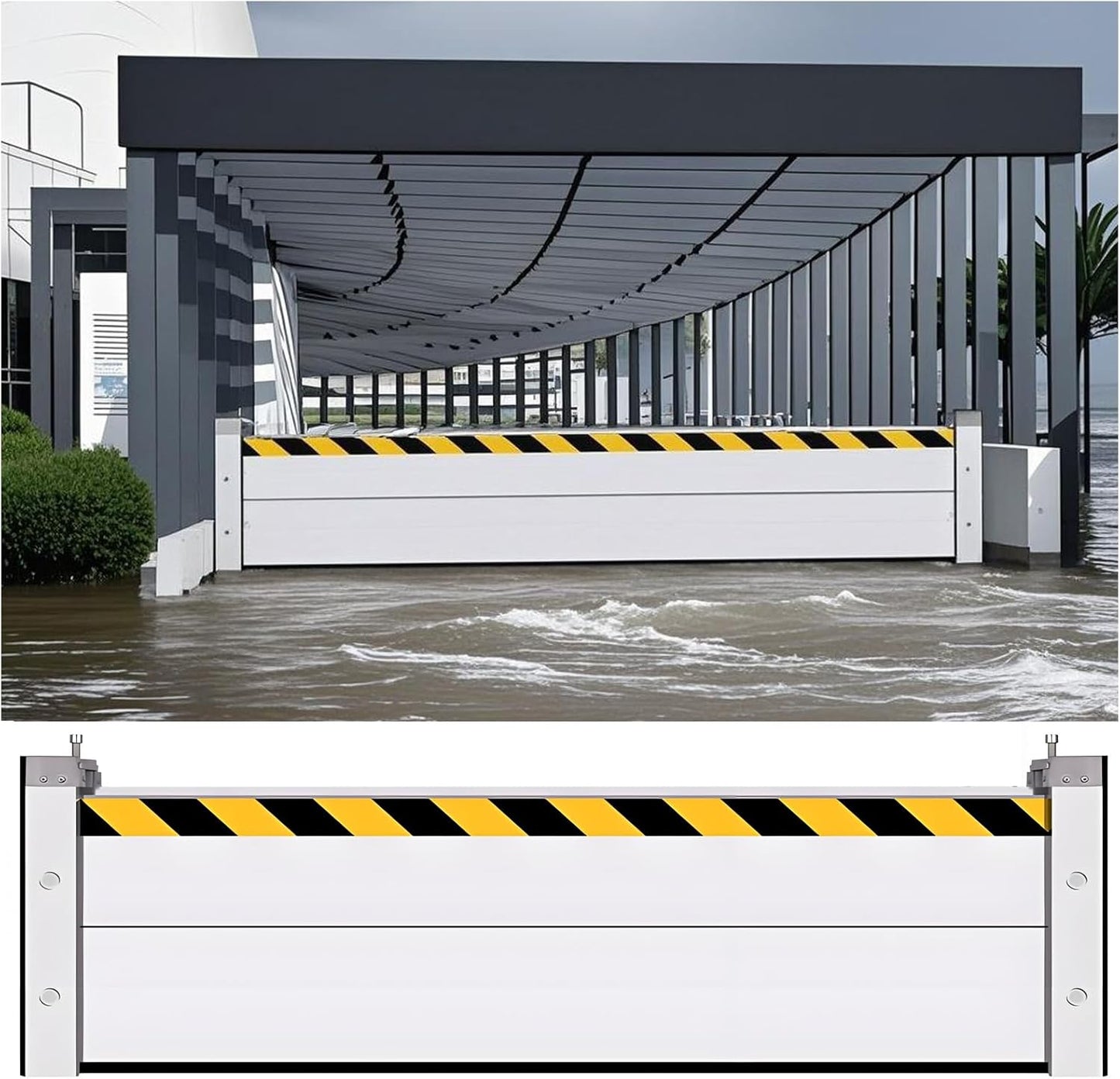 Flood Barriers for Home Exterior - Aluminum Alloy Outdoor Easy Flood Barrier Garage Doors Water Barriers for Flooding,H15.7 Inch/L10FT