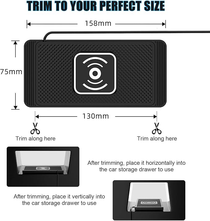 Wireless Charging Pad for Car for Toyota RAV4 2019 2020 2021 2022 2023 2024-pr, 15W Fast Wireless Charger Mat Non-Slip Silicone Car Center Console Phone Charging Pad,A/15W-Type-c