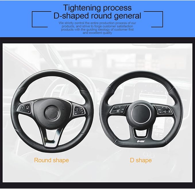 Leather Steering Wheel Cover, Auto Car Stretch Steering Wheel Protector, Universal 15 Inch Anti-Slip Breathable Odorless Steering Wheel Cover for Men Women (Black/Red)