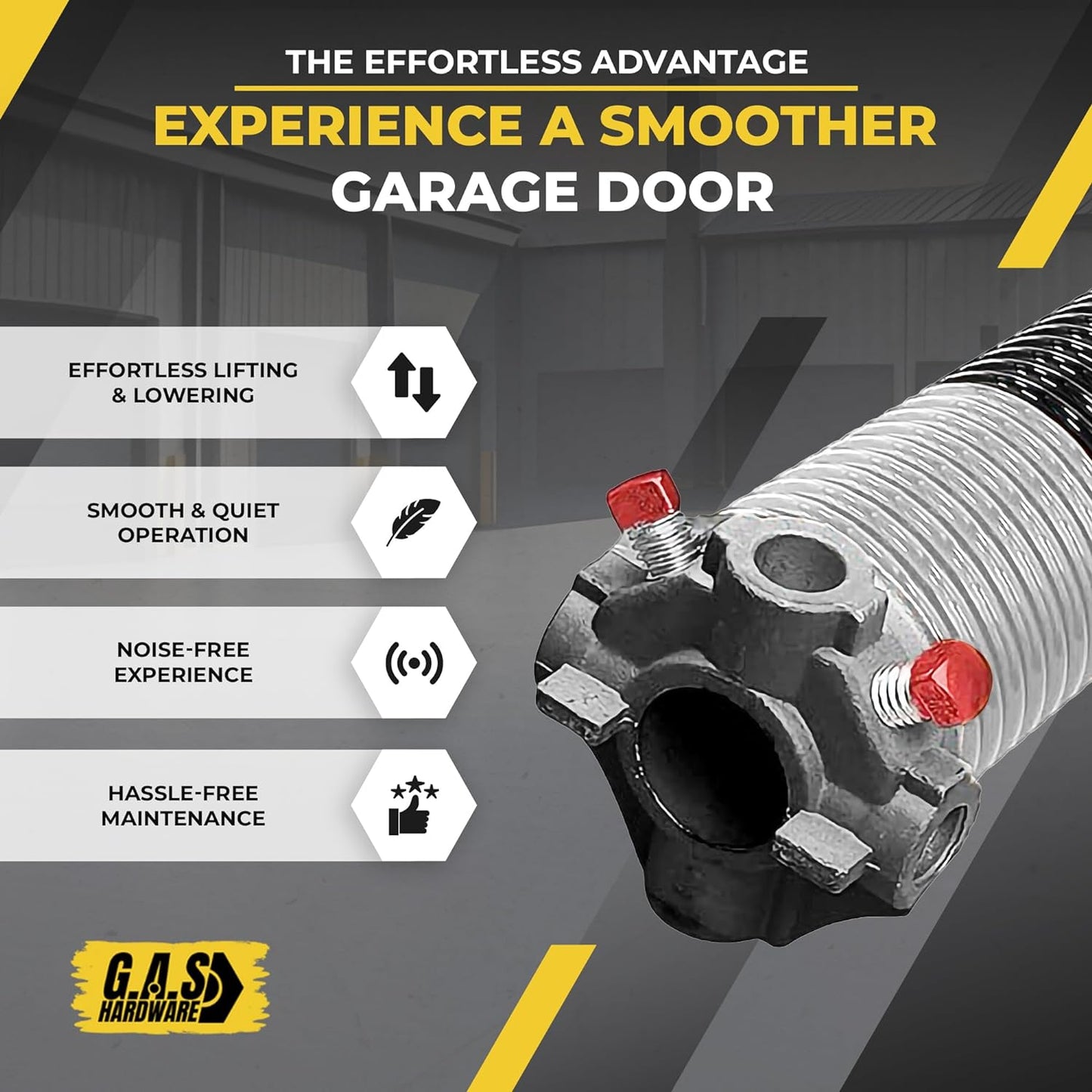 Garage Door Torsion Spring 218x1.75x33 Includes 1” Steel Bearing, Gloves, Manual, and Winding Bars for Right Side of Garage Door Precision E-Coating 5-Year Warranty Min. 30,000 Cycles (Black Cone)