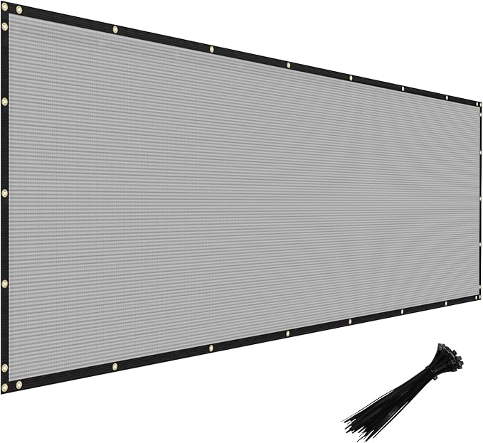 Windscreen4less Privacy Fence Screen Heavy Duty Windscreen Fencing Mesh Fabric Shade Net Cover with Brass Grommtes for Outdoor Wall Garden Yard Pool Deck, 8'x210' Light Gray