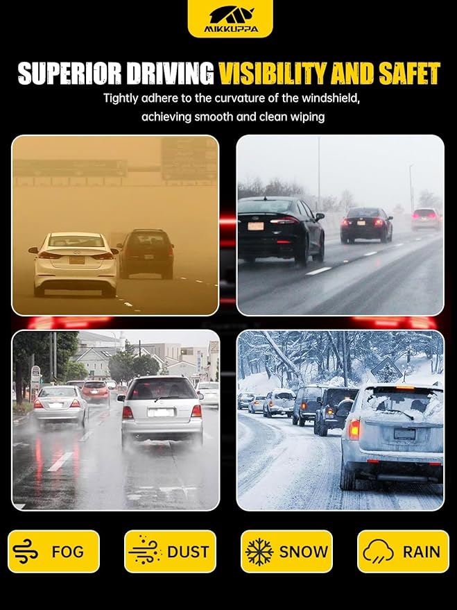 MIKKUPPA 26"+22"+12" Windshield Wipers Blades Replacement for 2009-2016 Toyota Venza, U/J HOOK Front & Rear All Season Wiper Blades Set(Pack of 3)