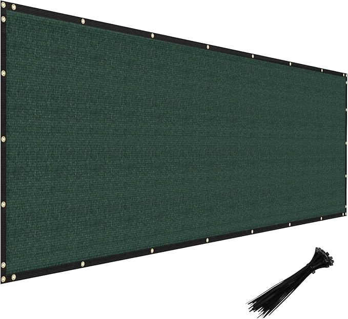 Windscreen4less Privacy Fence Screen Heavy Duty Windscreen Fencing Mesh Fabric Shade Net Cover with Brass Grommtes for Outdoor Wall Garden Yard Pool Deck, 8'x19' Green