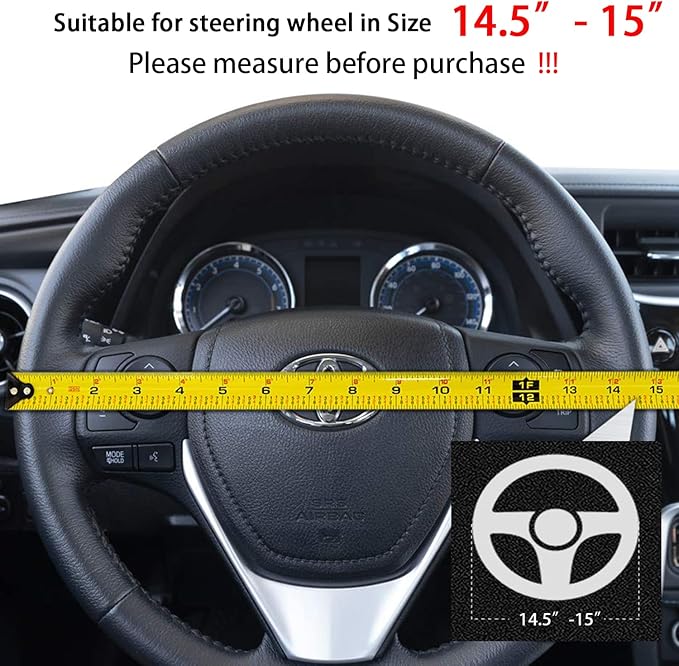 Suede Steering Wheel Cover,Compatible with Honda Accord Civic CR-V Pilot Odyssey Fit Ridgeline Suede Leather Sport Non-Slip Wheel Cover Car Interior Accessories 15 inch for Man and Women