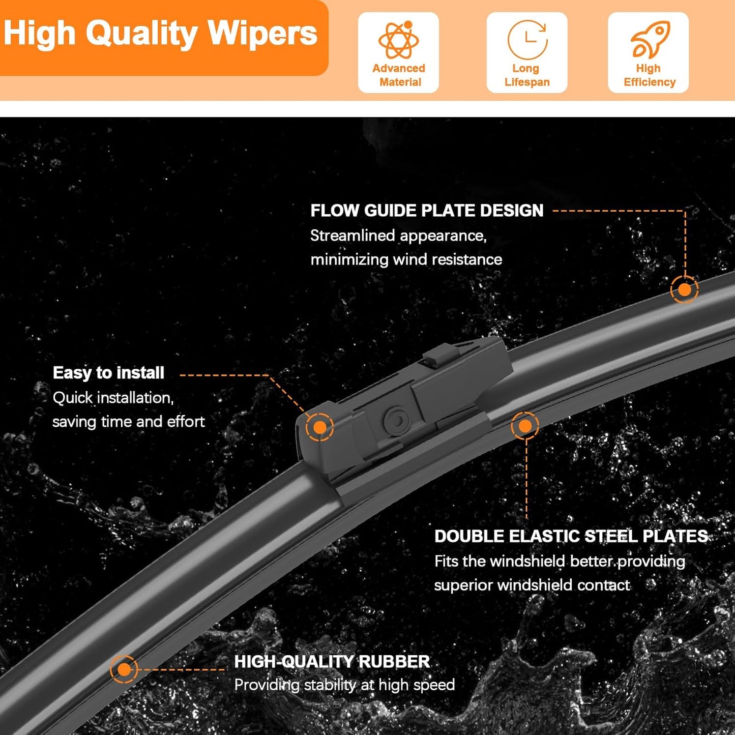 HULADAED® 28'' 20''16'' Windshield Wipers Replacement for Toyota Sienna 2020-2011,Silicone Front Rear Wiper blades for MY Car-All Weather & Quiet(3 PACK)