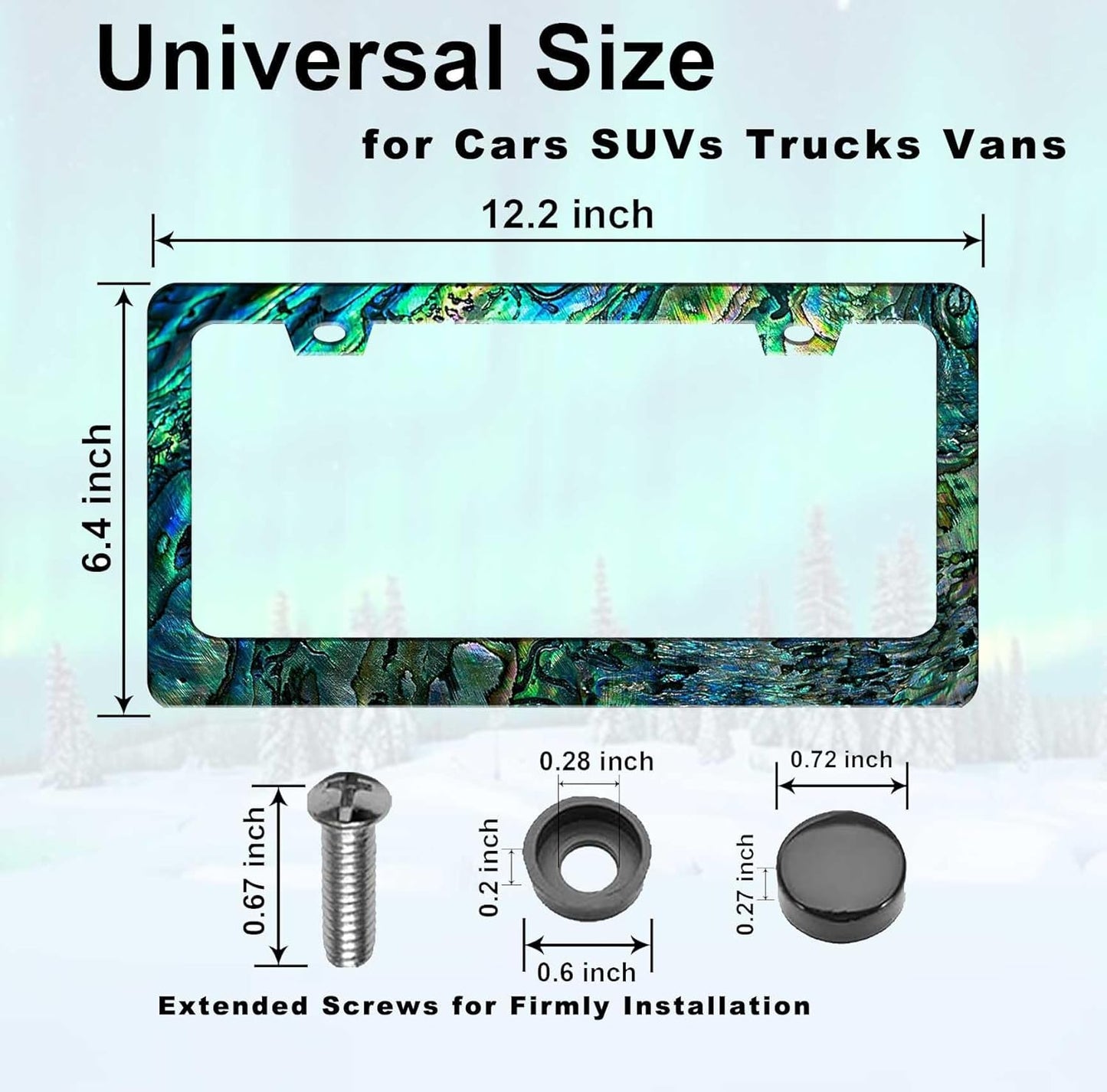 Abalone License Plate Frame-Faux Abalone Car License Plate Holder Auto Accessory Bracket Metal License Plate Frames Abalone-1Pcs