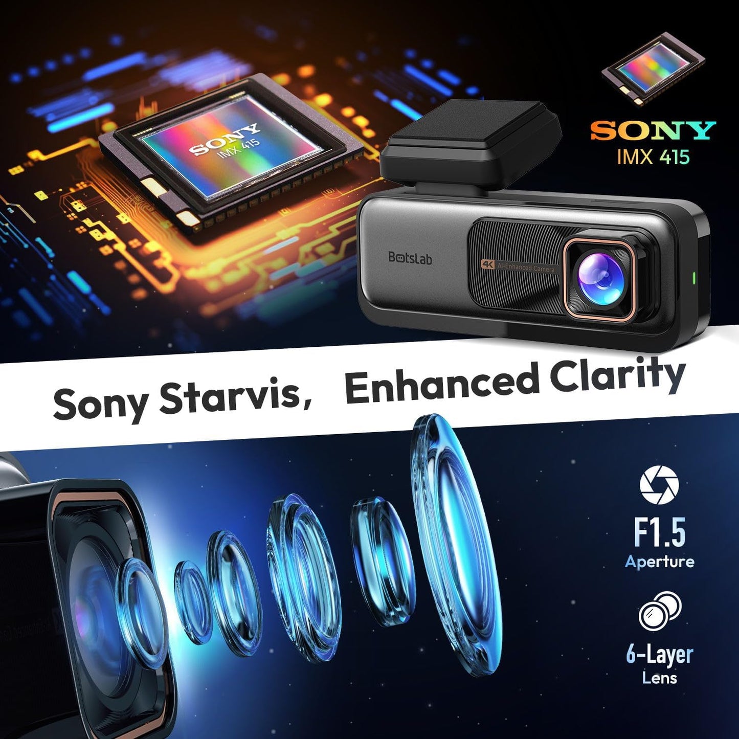 4K Dash Cam Front and Rear, 170° Ultra Wide Dashcam with ADAS, Night Vision, 24/7 Parking Mode, Sony IMX415 Sensor, WDR, Free 64GB SD Card, 5G/2.4G WiFi, Built-in GPS, Loop Recording