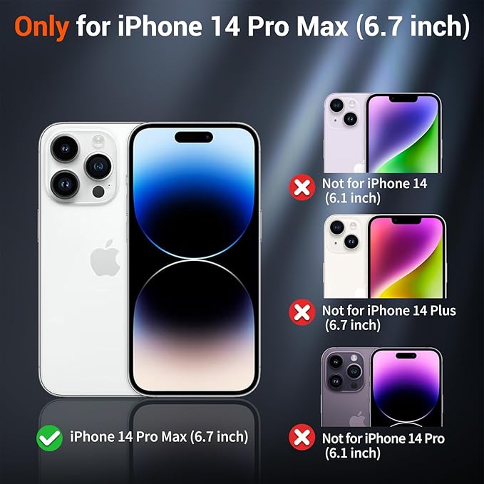 SUPFINE Magnetic for iPhone 14 Pro Max Case (Compatible with MagSafe) (Military Grade Drop Protection) Translucent Matte Shockproof Phone Cover,Black