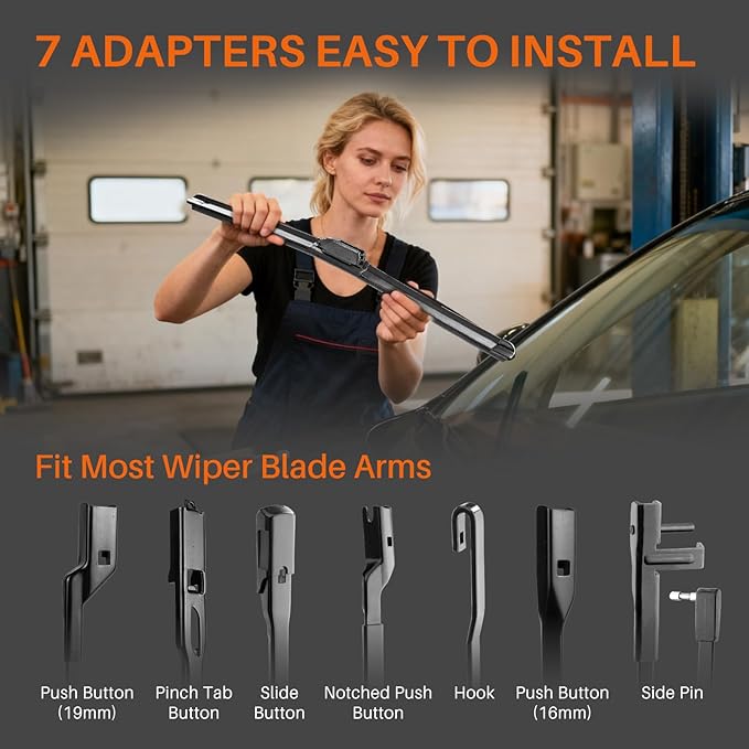 DOG TAIL Water Repellent Silicone Wiper Blades 26" 19" Set with Multiple Adapters and 2 Refills, Automotive Replacement Front Windshield Wiper Blades for My Car with Water Repellency Formula DropClear