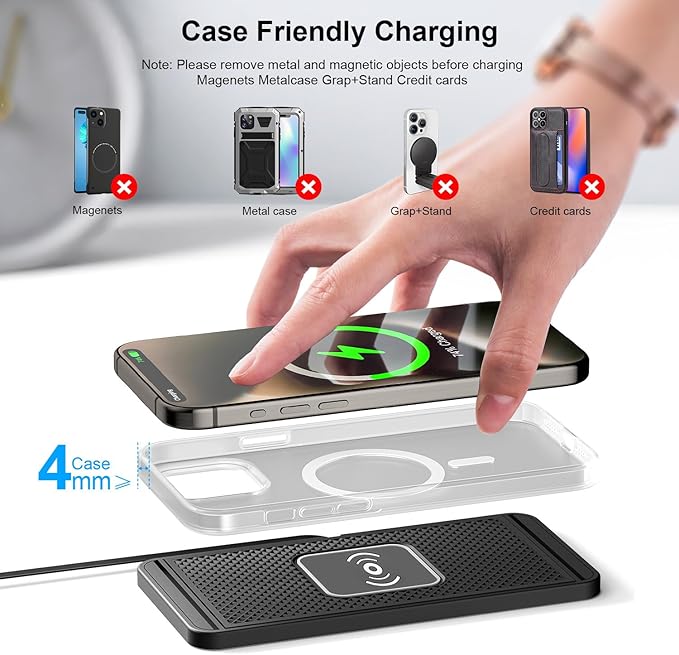 Wireless Charging Pad for Car for Land Range Rover Evoque II (L551) 5Door 2019-2023-pr, 15W Fast Wireless Charger Mat Non-Slip Silicone Car Center Console Phone Charging Pad,B/15W-USB