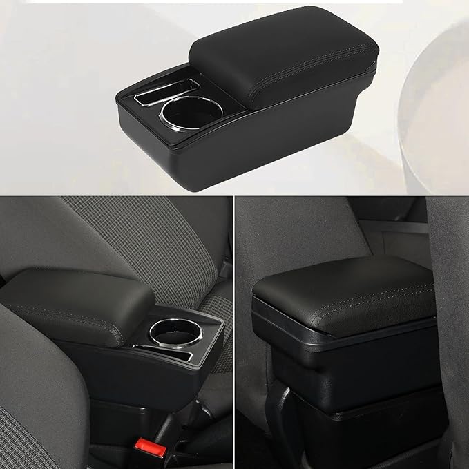 AULPHIKE Compatible with Nissan Versa Armrest 2007-2011 Center Console Organizer Armrests Double Layer Storage Space with Cup Holder