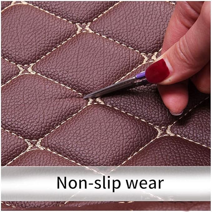 Custom Fit Car Floor Mats - Full Coverage Automotive Leather Floor Liners for Most Vehicles by MingyunSM (Black & Beige)