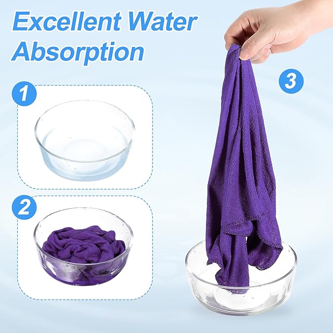 HARFINGTON 2 Pack Microfiber Cleaning Cloth, 20" x 10" Multi-Functional Cleaning Towels Reusable Absorbent Rags for Car Wash Kitchen Household Window Clean, Purple