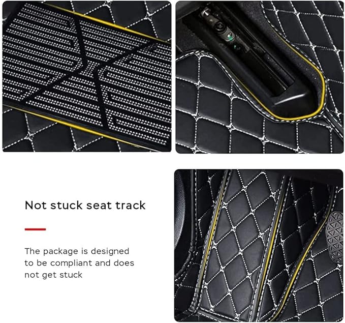 MELKEN Custom Fit Leather Car Floor Mats for 95% of Cars Full Coverage Floor Liners Car Mats (Black & Brown)