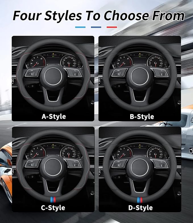 Custom-Fit for Subaru Steering Wheel Cover, Premium Leather Car Steering Wheel Cover with Logo, Non-Slip, Breathable, for Subaru Accessories (A-Style,for Subaru)